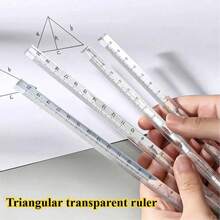 1 pieza Regla triangular transparente minimalista, regla de medición para dibujo, regla triangular 3D, regla de escala 3D para examen y oficina, adecuada para medición de dibujo precisa y uso de oficina, duradera y suave - A - Ver 7