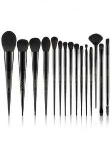docolor 15-Piece Professional Makeup Brush Set - Full Face Cosmetics Brushes Kit For Foundation, Blending, Contour, Eyeshadow, Powder - Soft Synthetic Bristles - Luxury Black Makeup Brush Collection - Black - View 2