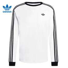 Adidas Clover 3S LS TEE Men's Sports Crew Neck Long Sleeve T-Shirt - White - View 6