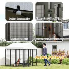 PawHut 6' X 6' X 6' Dog Run Outdoor, Large Outdoor Dog Kennel Welded Wire Steel Fence With UV-Resistant & Waterproof Cover, Rotating & Adjustable Bowls, Secure Lock, Silver - 銀色 - 查看 8