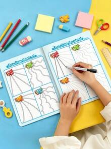 1pc Fun Control Pen Children's Notebook, Clear Patterns, Logical Thinking Training Book, Whole Brain Development Connecting Line Drawing Book, Educational Enlightenment Cognitive Early Education Book, Suitable For Home, School And Other Scenes, Back To School Season Essential, Holiday Birthday Party New Year Gift First Choice - Multicolor - View 2