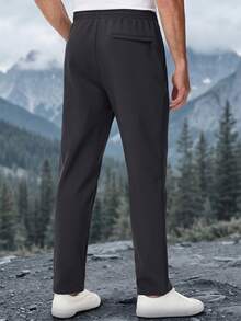 KEFITEVD Celana Track Softshell Musim Dingin Pria, Celana Sweatpants Hangat Berbahan Fleece dengan Lapisan Fleece, Peregangan 4 Arah, Potongan Lurus, Tali Serut di Pinggang, dan 3 Saku Resleting untuk Pemakaian Sehari-hari - Hitam - View 3