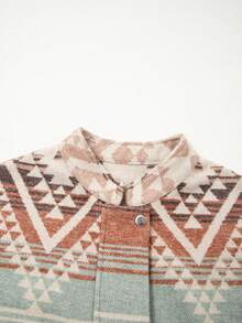 Acelitt Women's Printed Quilted Shirt Jacket, Stand Collar With Pockets, Long Sleeve Zipper Outerwear, Suitable For Autumn/Winter - Multicolor - View 7