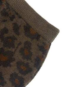 Women's Fashion Street Leopard Print Knit Midi Skirt - Brown - View 9