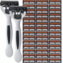 Men's 3-Layer Manual Razor Set, Non-Slip Handle, Multiple Replacement Blades, Perfect Beard Trimming, Men's Grooming Kit, Fashionable Razor Design, Durable Razor Set, Beard Grooming Kit - Multicolor - View 2