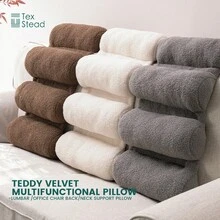 1pc Teddy Velvet 5-Section Back Support Pillow, Ultra Soft And Fluffy Lumbar Cushion, Versatile Neck And Backrest Pillow For Sofa, Office Chair Or Bed, Warm And Cozy, Skin-Friendly Fabric, Machine Washable, Ideal For Relaxing And Reading - Brown - View 2