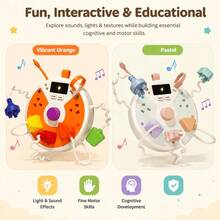 Mainan Steker Multifungsi untuk Balita, Mainan Edukasi Montessori, Puzzle Steker Bentuk dan Lampu dengan Musik, Mainan Belajar Keterampilan Motorik Halus untuk Bayi Usia 18 Bulan ke Atas - MultiWarna - View 11