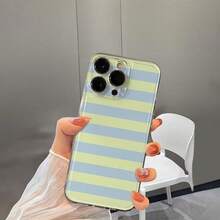 NcmRyu Korean-Style Ins Versatile Color-Block Striped Phone Case, Made Of TPU Material, With Anti-Drop Function; This Phone Case Is Compatible With Apple 17, 16, 15, 14, 13, 12, 11 Pro Max And Various Series Models. It Features Waterproof, Anti-Drop And Anti-Scratch Functions. - White - View 2