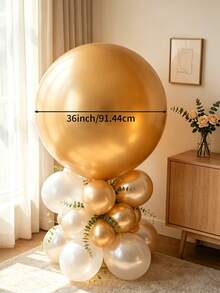 36 Inch Giant Metallic Gold Round Latex Balloons, 35g Large Metallic Gold Balloons For Birthday Wedding Anniversary Gender Reveal Graduation Babyshower Bachelorette Christmas Holiday Party Photo Backdrop Decorations - Gold - View 2