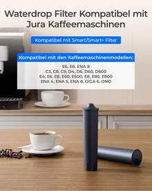 Waterdrop filtro de agua compatible con Smart, Smart+, 24233, Jura E8, E6 (3 unidades) | compatible con cafetera automática Jura, con cartucho filtrante RFID, previene depósitos de cal (3 unidades) - 3 - Ver 5