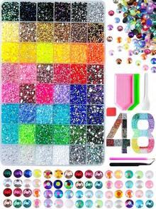 Juego de strass de resina AB de 3 mm de colores mixtos con base plana tipo gelatina para ropa y teléfono, adecuado para manualidades DIY y regalo del Día de la Madre, 40 colores vibrantes para crear un ambiente brillante en el dormitorio - Multicolor - Ver 12