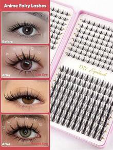 LIMEIKAI 320pcs Fairy Cluster C Curl Manga Lashes 8-16mm Fine Natural Lashes DIY Cluster False Eyelashes Easy To Wear Reusable For Daily Makeup - C - View 2