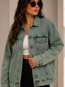 Women Denim Jackets & Coats - 綠石 - 查看 1