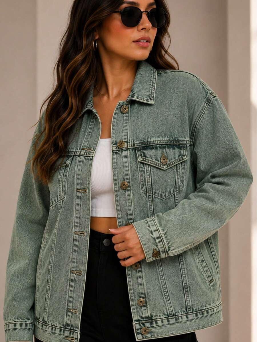 Women Denim Jackets & Coats - 綠石 - 查看 1