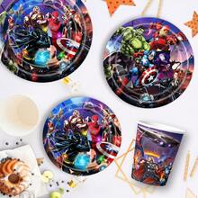 Hero Themed Disposable Party Tableware, Paper Plates Cups Napkins Kit, Indoor Table Arrangement Decor For Xmas New Year Thanksgiving Halloween Festive Gathering - Multicolor - View 4