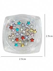 30pcs Five-Pointed Star Zirconia Nail Art Decor, Sparkling Colorful Christmas Small Stars Flat Back Rhinestones DIY Nail Accessories, Suitable For Nail Art Embellishment And Jewelry DIY Making Materials, 3mm - Multicolor - View 9