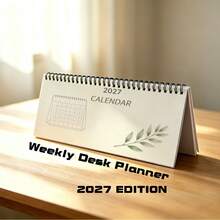 DANPERJI 1 buah Kalender Perencana Meja Mingguan 2027, Buku Catatan Meja dengan Motif Daun Cat Air Sederhana, Alat Tulis Kembali ke Sekolah, Perlengkapan Dekorasi Meja untuk Rencana Harian - Sederhana - View 1