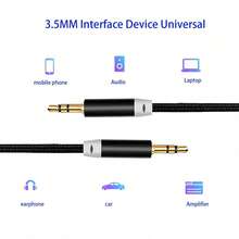Universal 3.5mm Stereo AUX Cable, Braided High Fidelity Audio Line Gold Plated Plug Compatible With Car Stereo, Headset, Speaker, MP3 Player - A - View 2