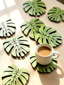 6/4/1 Pc Turtle Leaf Coaster, Exotic Tropical Pattern Table Cushion Use For Living Room Desktop Arrangement With Delicate Vein Detail, Room Decor, Party, Christmas Decor, Fall Home Decor - Multicolor - View 3