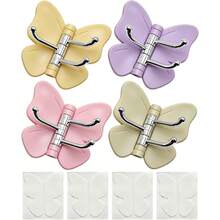 4/1pc Butterfly Rotating Hook - Strong Adhesive | ABS Material Curtain Hook, No Drilling Required, With Adjustable Wing And Three-Prong Hook, Suitable For Hanging Keys, Jewelry, Scarves And Other Items, Multi-Color Design, Beautiful And Practical Home Decor Accessory, Multi-Functional Hook, Bathroom Accessory, - View 4