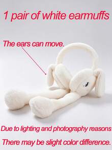 1pc Cute Rabbit Ear Muffs For Kids, Suitable For Autumn/Winter, Warm Plush Material, Movable Ears, Cartoon Design, Windproof, Cold-Proof, Soft And Comfortable, Essential For Winter Outings - Multicolor - View 11