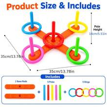 Indoor Outdoor Ring Toss Game Color Recognition Educational Throwing Toy Parent Child Interactive Family Backyard Party Game Kids Birthday Holiday Gift - Multicolor - View 11