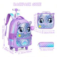 Girls' Rolling Backpack With Crossbody Bag And Pencil Case, Cute Portable Student School Bag - Rolling Backpack - View 7