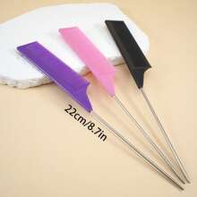 1/2pcs Metal Pointed Tail Comb, Plastic Fine Tooth Hair Parting Comb, Stainless Steel Rat Tail Comb, Suitable For Braiding, Dyeing And Styling, Autumn Style, Home Decor And Accessories, Autumn Bathroom Decor, Autumn Decoration, Kitchen Gadgets, Home - Multicolor - View 5
