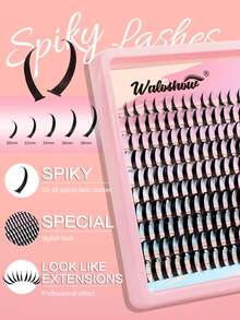Waloshow New 200pcs Pointed Lash Extensions, Cartoon Style, 10-18mm, Anime Style, Pointed Single Lash, D-Curl Fairy Lash Clusters, Cartoon Style Single Lash - D - View 6