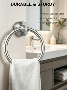 Towel Ring Storage Rack Bathroom Accessories Wall-Mounted Drill Screw Installation Sturdy And Durable Suitable For Above Sink And Kitchen - Multicolor - View 2
