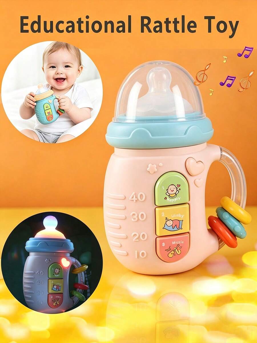 1pc Baby Pacifier Rattle Toy, Sensory Teether With Light & Music, Soothing Newborn Infant Rattle Shaker Toy