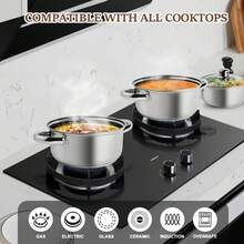10-Piece Stainless Steel Cookware Set – 5 Pots + Dual-Handle Lids, Compatible With Gas & Electric Stoves, Non-Stick Deep Sauce Pans For Home Cooking, Outdoor Camping, And Holiday Meals Like Ramadan, Thanksgiving, Christmas - View 6