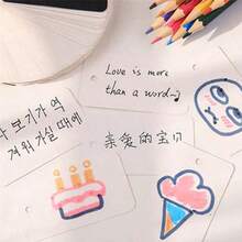 100/200pcs Blank Memo Pads, Portable Small Card Sheets, English Vocabulary Memorization Cards, Ring-Bound Note Cards, Blank Memo Pads, Back-To-School Stationery. - Multicolor - View 4