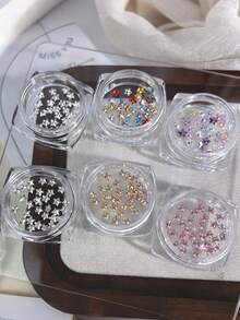 30pcs Five-Pointed Star Zirconia Nail Art Decor, Sparkling Colorful Christmas Small Stars Flat Back Rhinestones DIY Nail Accessories, Suitable For Nail Art Embellishment And Jewelry DIY Making Materials, 3mm - Multicolor - View 6