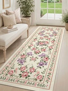 DAJIANG 1pc Floral Shaped Vintage Rug, Kitchen Rug, Hallway Rug, Suitable For Bathroom, Kitchen, Outdoor, Indoor, Hallway, Bedroom, Living Room, Bedside Mat, Machine Washable Easy To Clean, Non-Slip Entryway Mat, Bedroom Bathroom Decorative Rug - Multicolor - View 7