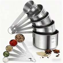 5pcs Measuring Spoon Set + 10pcs Measuring Cup Set, 5pcs Measuring Spoons + 5pcs Measuring Cups, Stackable Stainless Steel Measuring Cups And Spoons, Suitable For Dry Or Liquid Ingredients, Cooking And Baking Kitchen Tools, Kitchen Supplies, Baking Tools - Multicolor - View 1