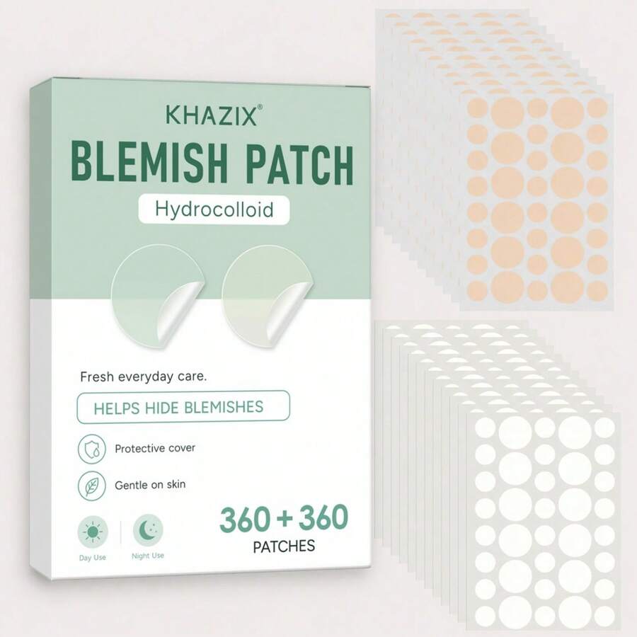 360+360pcs Hydrocolloid Acne Pimple Patch, Hydrocolloid Spot Stickers, Covering Zits And Defect, Nighttime Spot Stickers For Face - Round Transparent - View 1
