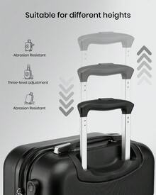 Leichter 20 Zoll Kabinenkoffer ABS Hartschale mit TSA Zahlenschloss & 360° Doppel-Spinnerrädern, 33 Liter robuster wasserdichter Reisetrolley (55x40x20 cm) für Geschäftsreisen - Handgepäck geeignet nach Größe - Schwarz - Übersicht 3