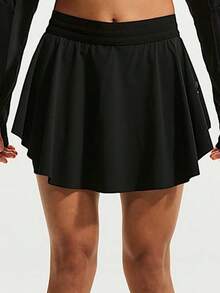 Nike Women's AS W NK SWIFT SKORT NV Woven Sports Skirt IM7545-010 - Black/Green - View 2