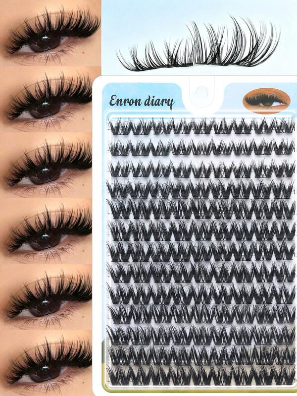 117 piezas de pestañas postizas de estilo ojo de gato en racimo individual, con tallo transparente suave y esponjoso, extensiones de pestañas DIY de longitud mixta, racimos naturales largos, ligeras y reutilizables, adecuadas para principiantes, maquillaje de ojos para uso diario, citas, fiestas, Halloween, Navidad y vacaciones