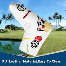 Fun Poker Embroidered Straight Putter Cover, Black And White Dual Color Options, Cool Style, Golf Accessory - White - View 4