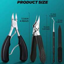1/2/3/4pcs Professional Stainless Steel Nail Clipper Set, Manicure & Pedicure Set With Nail File, Toenail Clipper, Non-Slip Handle, Suitable For Thick & Hard Nails, Home Care - Multicolor - View 7