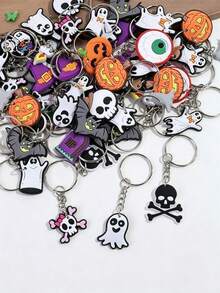 12/6/3/1件裝萬聖節趣味PVC包包吊飾，南瓜女巫骷髏鑰匙圈，Trick Or Treat 填充禮物，中性背包與手提包裝飾禮物 - 彩色 - 查看 3