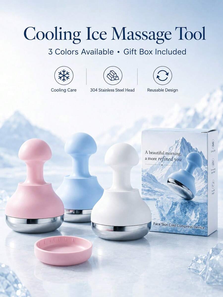 Reusable Ice Facial Cooling Massage Tool, De-Puffing Face Ice Roller, Ice Cube Mold Beauty Tool, Cold Therapy Facial Care Accessory, Portable Cooling Massage Tool, Suitable For Women, Home SPA Daily, Travel Use, Back To School And Vacation Essential - Multicolor - View 1