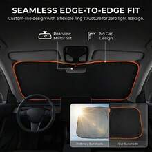 Car Front Windshield Sun Shade, Convenient Storage Design, No Drilling Installation, Seamless Fit, Equipped With High-Density Reflective Coating Fabric, Protects Car Interior Space, Effectively Blocks Sunlight - Multicolor - View 3