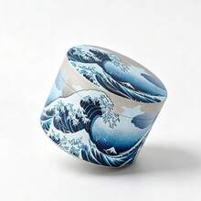 1PC Blue & White Wave Mount 4-Layer Grinder, Landscape Full Color Printed Aluminum Alloy 50mm Grinder, Portable Manual Herb Grinder Smoking Accessory - View 9
