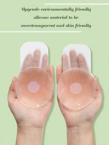 8pcs/Set Lift-Up Adhesive Silicone Breast Petals, Anti-Exposure Nipple Covers For All Seasons, Transparent Hole Stickers For Dresses, Camisoles And Bikinis - Pink - View 1