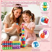 40PCS Alphabet & Number Magnetic Cubes, Children STEM Education Stacking Blocks, Montessori Learning Sensory Toys, Portable Travel Building Game, Suitable For Boys & Girls 3 Years Old And Above, Random Colors - Color - View 4