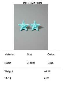 1 Pair/Fashionable Bohemian Style 3D White Dot Starfish Earrings, Suitable For Women's Beach Vacation Jewelry Gift - Multicolor - View 15