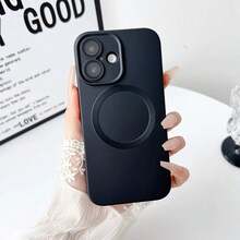 Magnetic Luxury Matte Wireless Charging Soft Phone Case Compatible With Iphone 18 17 16 15 14 13 12 11 Pro Max Plus - Black - View 2
